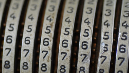 Numbers on a mechanical calculator. Courtesy https://www.flickr.com/photos/grandmaitre/5846058698/