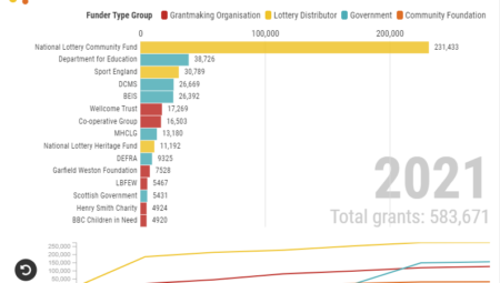 Bar chart race showing who's published 360Giving data